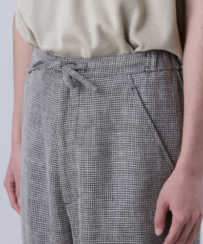 WIDE EASY TROUSERS ‐Heather Linen/Nylon*Wool crepe‐