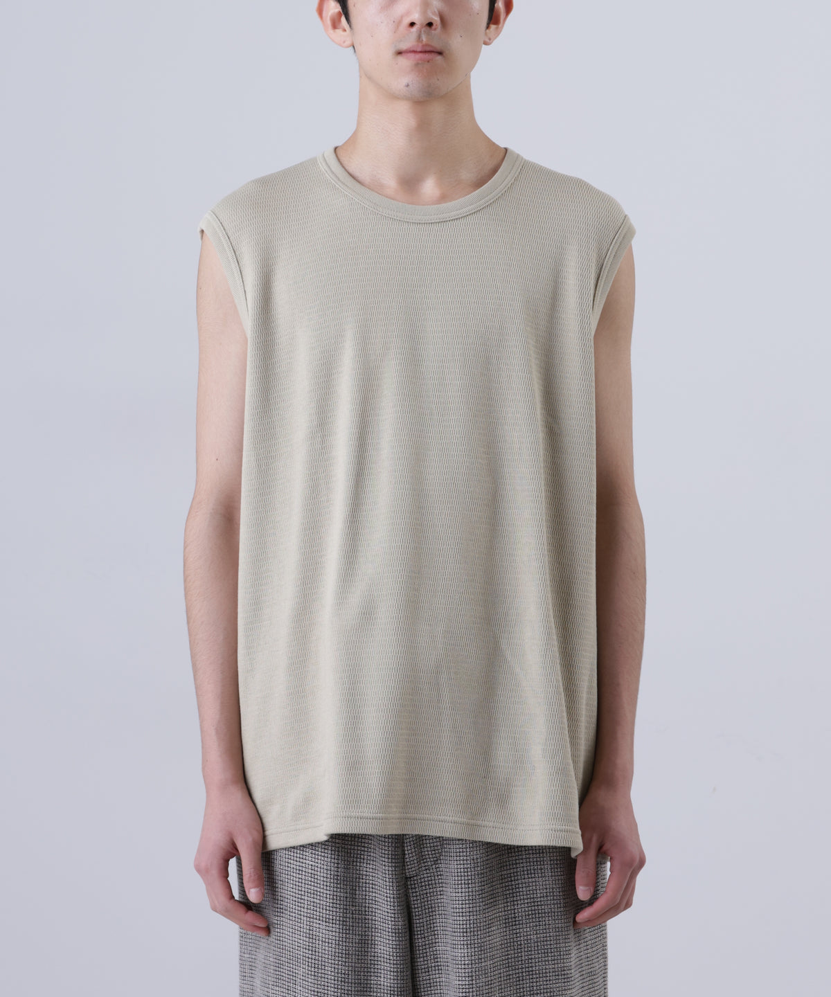 WRAP AROUND SLEEVELESS THERMAL TEE ‐Fabric dyed‐