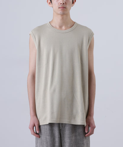 WRAP AROUND SLEEVELESS THERMAL TEE ‐Fabric dyed‐