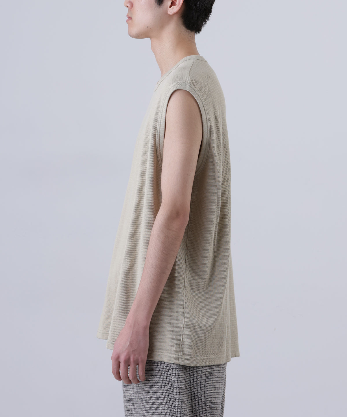 WRAP AROUND SLEEVELESS THERMAL TEE ‐Fabric dyed‐