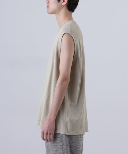 WRAP AROUND SLEEVELESS THERMAL TEE ‐Fabric dyed‐
