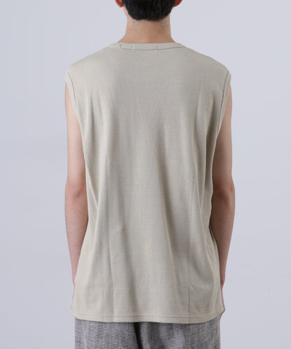 WRAP AROUND SLEEVELESS THERMAL TEE ‐Fabric dyed‐
