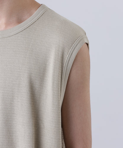 WRAP AROUND SLEEVELESS THERMAL TEE ‐Fabric dyed‐