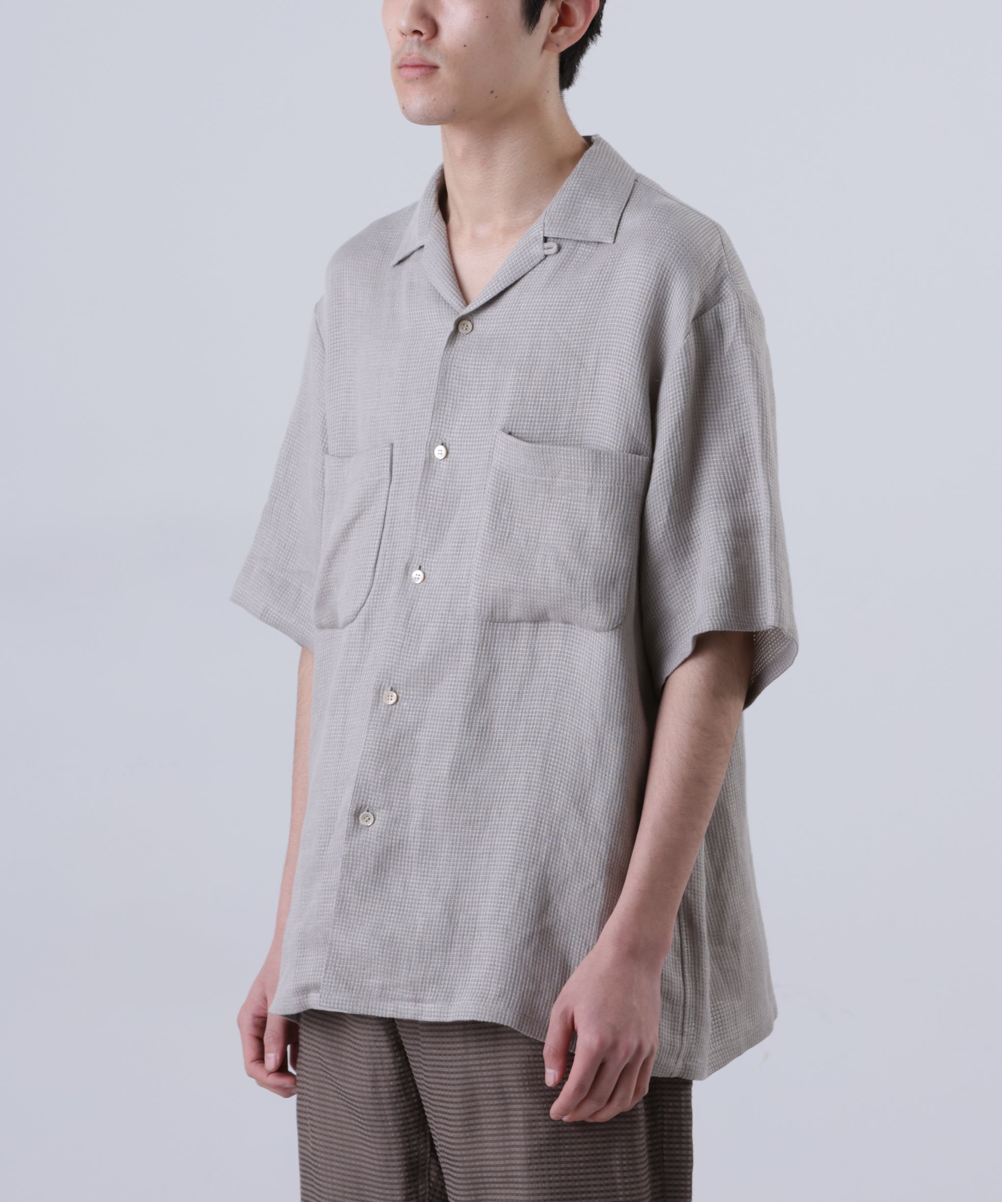 OPEN COLLAR SHIRTS S/S ‐Linen Dobby mesh‐ | SEVEN BY SEVEN
