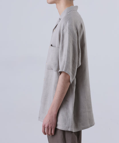 OPEN COLLAR SHIRTS　S/S ‐Linen Dobby mesh‐