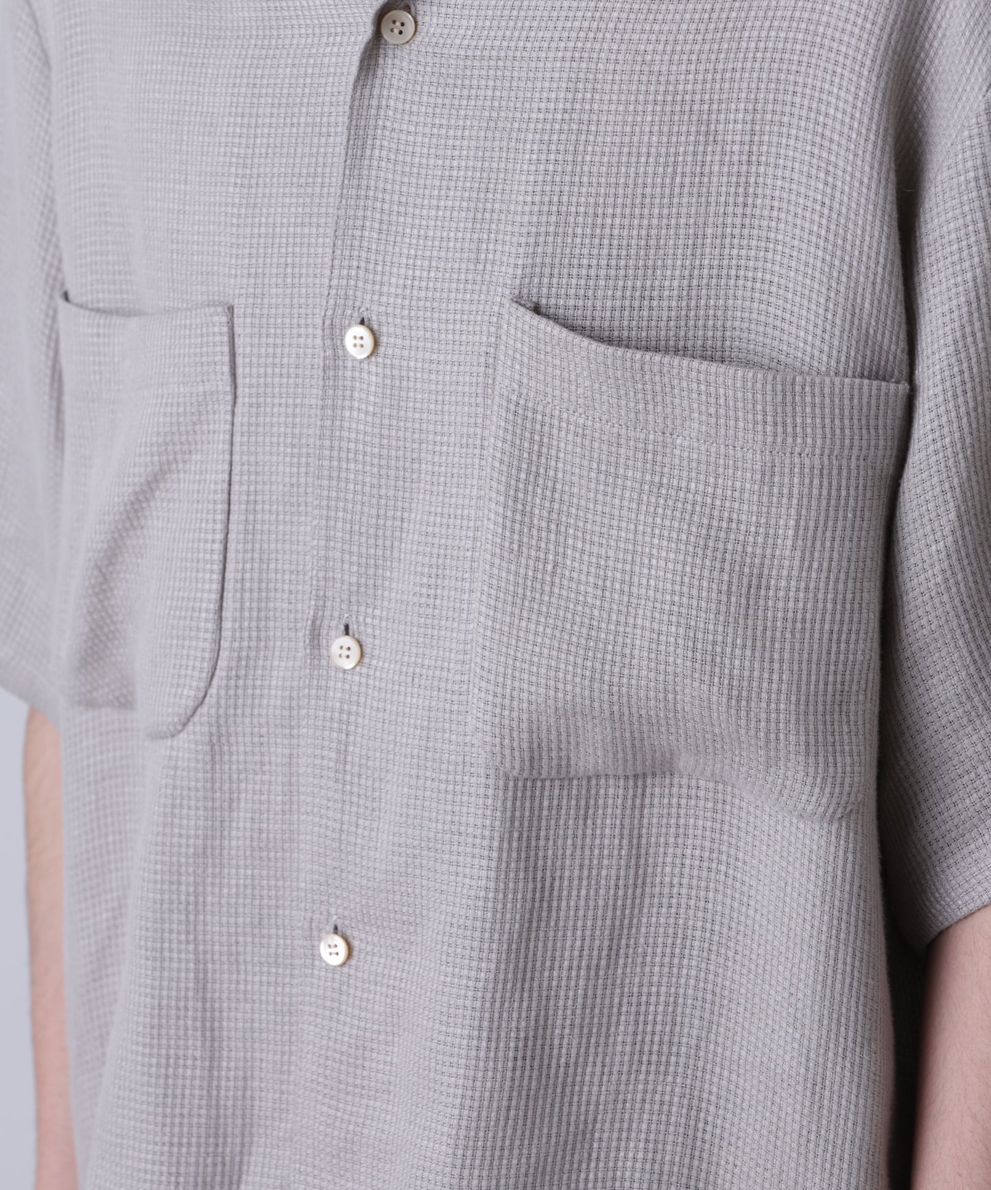 OPEN COLLAR SHIRTS　S/S ‐Linen Dobby mesh‐