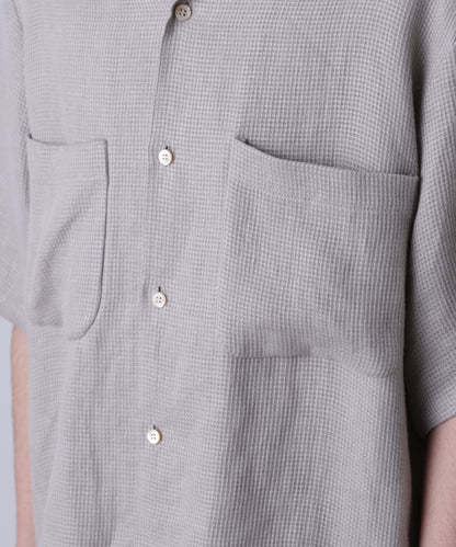 OPEN COLLAR SHIRTS　S/S ‐Linen Dobby mesh‐