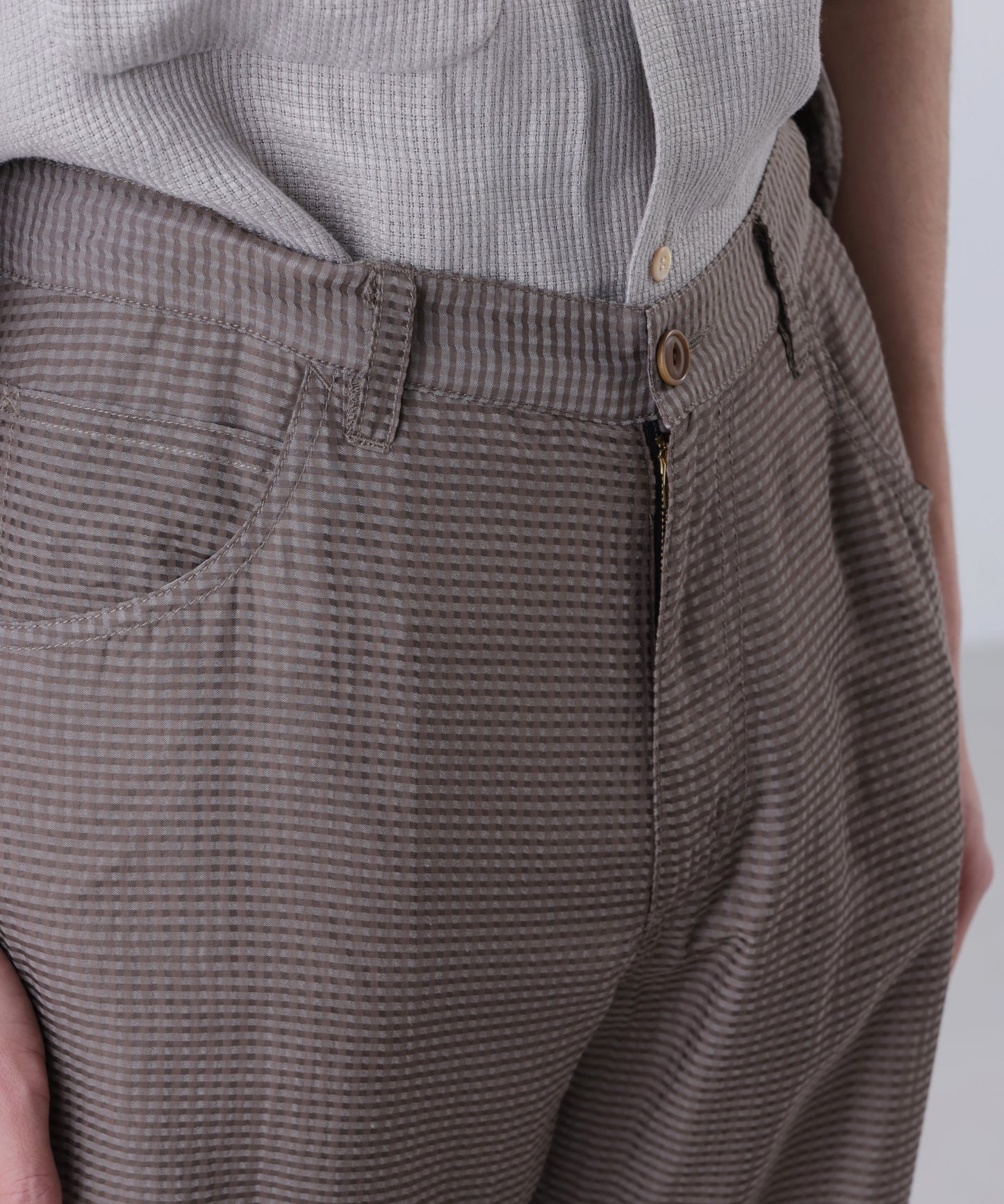 【Lee/SEVEN BY SEVEN】 SHEER COWBOY PANTS ‐Gingham Check Indian fabric‐
