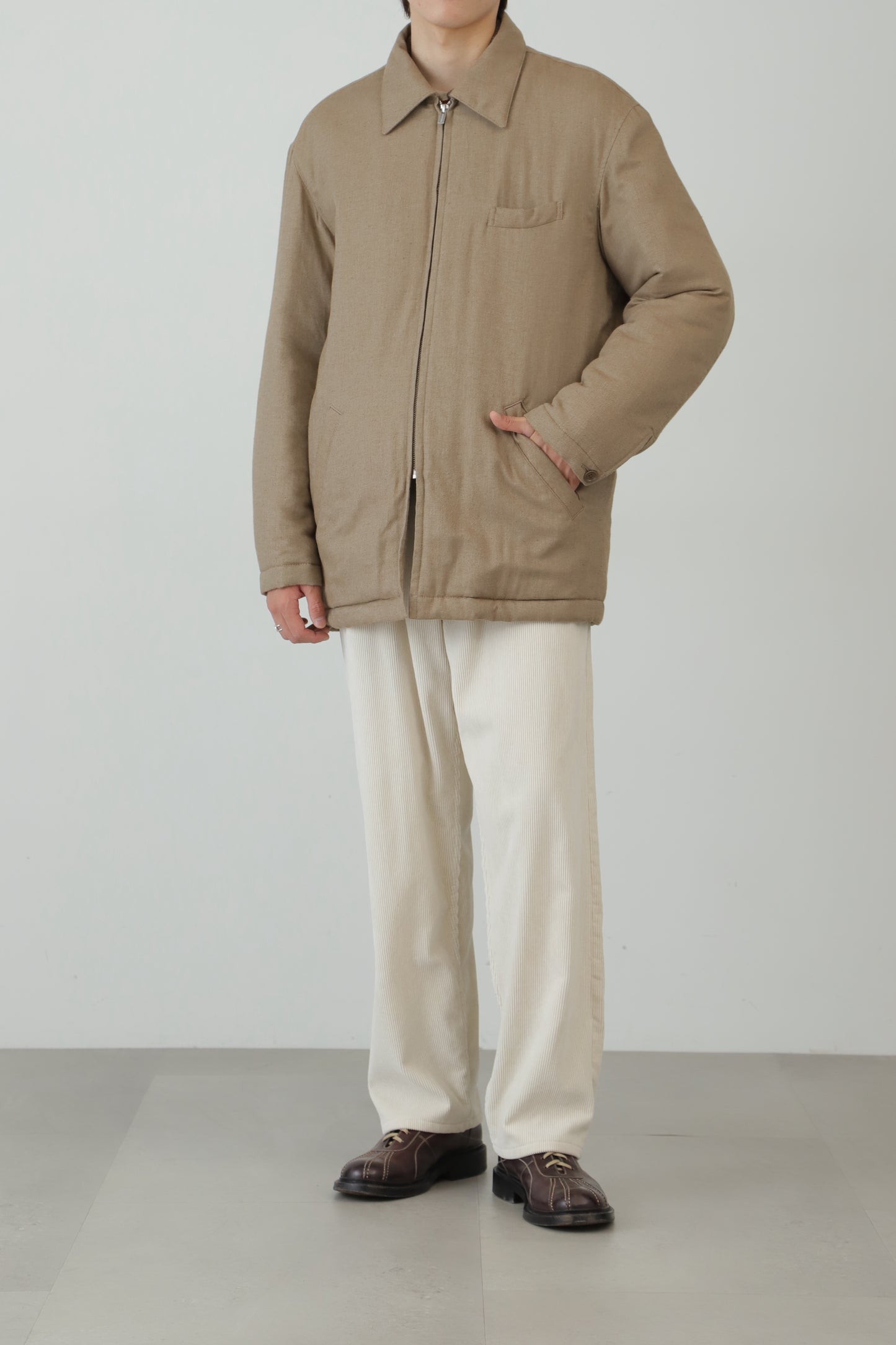 ZIP UP LONG BLOUSON ‐Unstained organic cotton‐