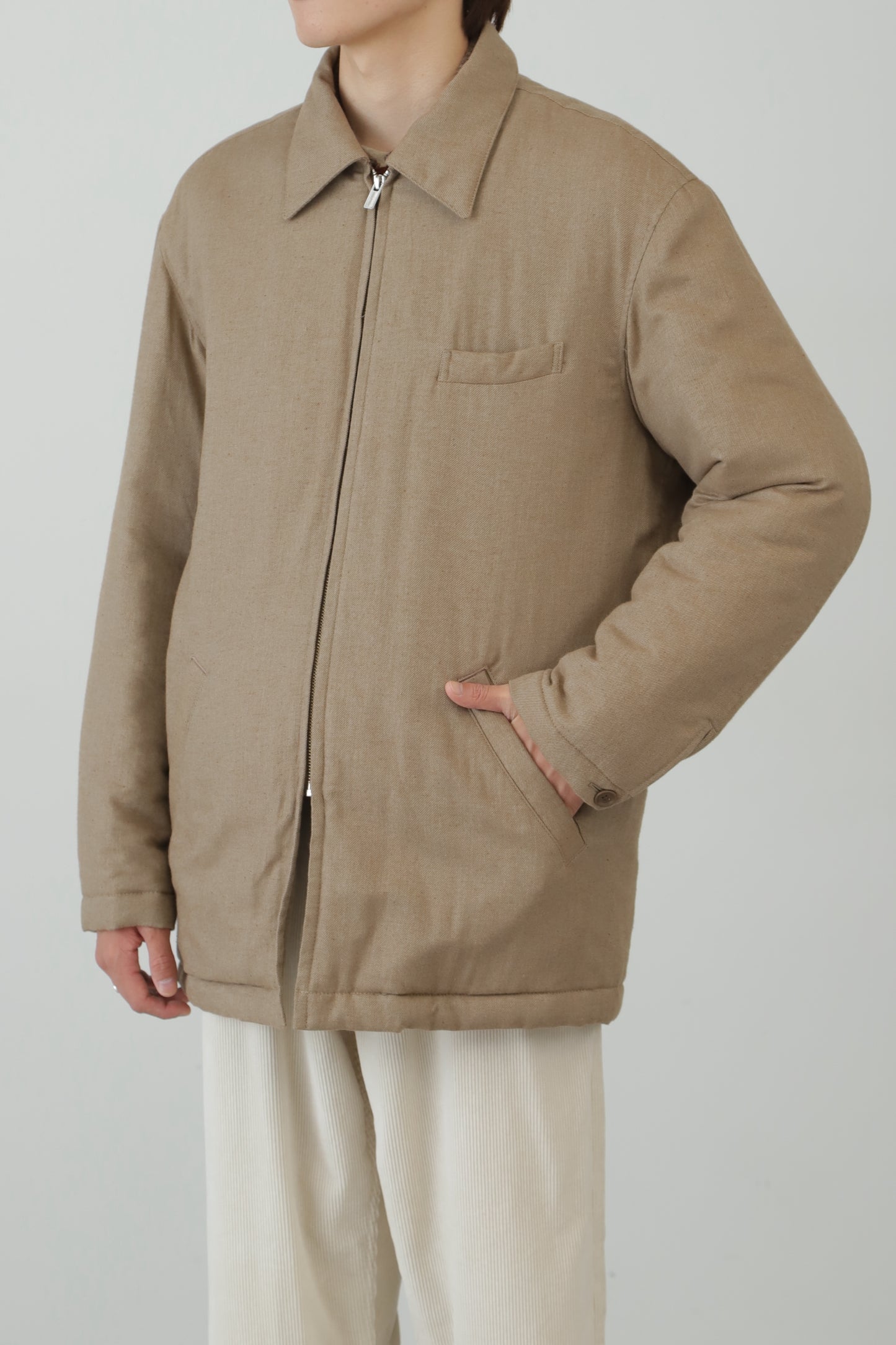 ZIP UP LONG BLOUSON ‐Unstained organic cotton‐