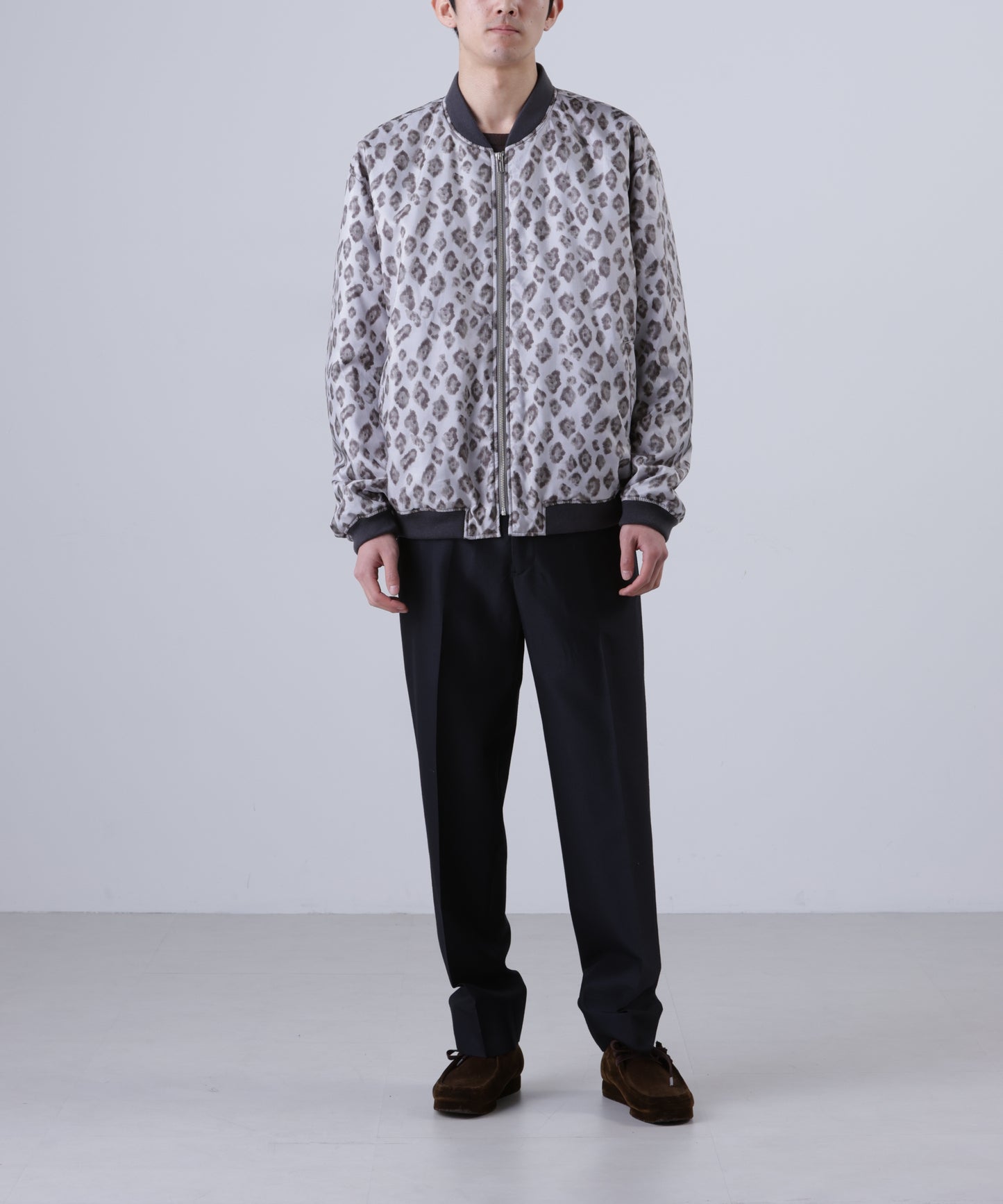 ZIP UP RIB BLOUSON ‐Leopard Print‐