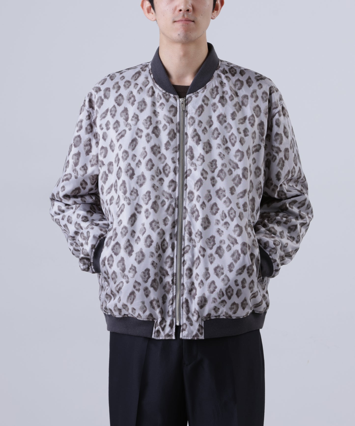 ZIP UP RIB BLOUSON ‐Leopard Print‐
