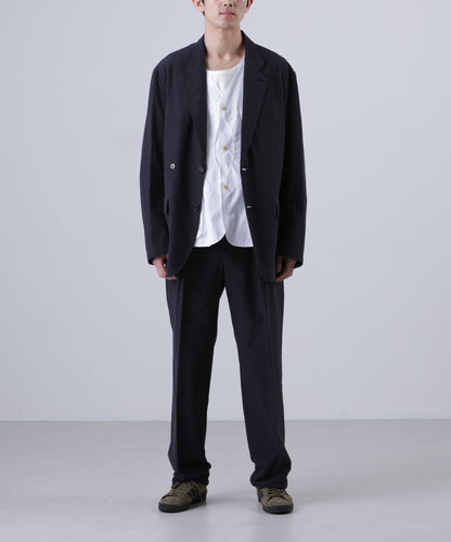 IRREGULAR DOUBLE BREASTED TAILORED JACKET ‐Double Face Cotton Silk‐