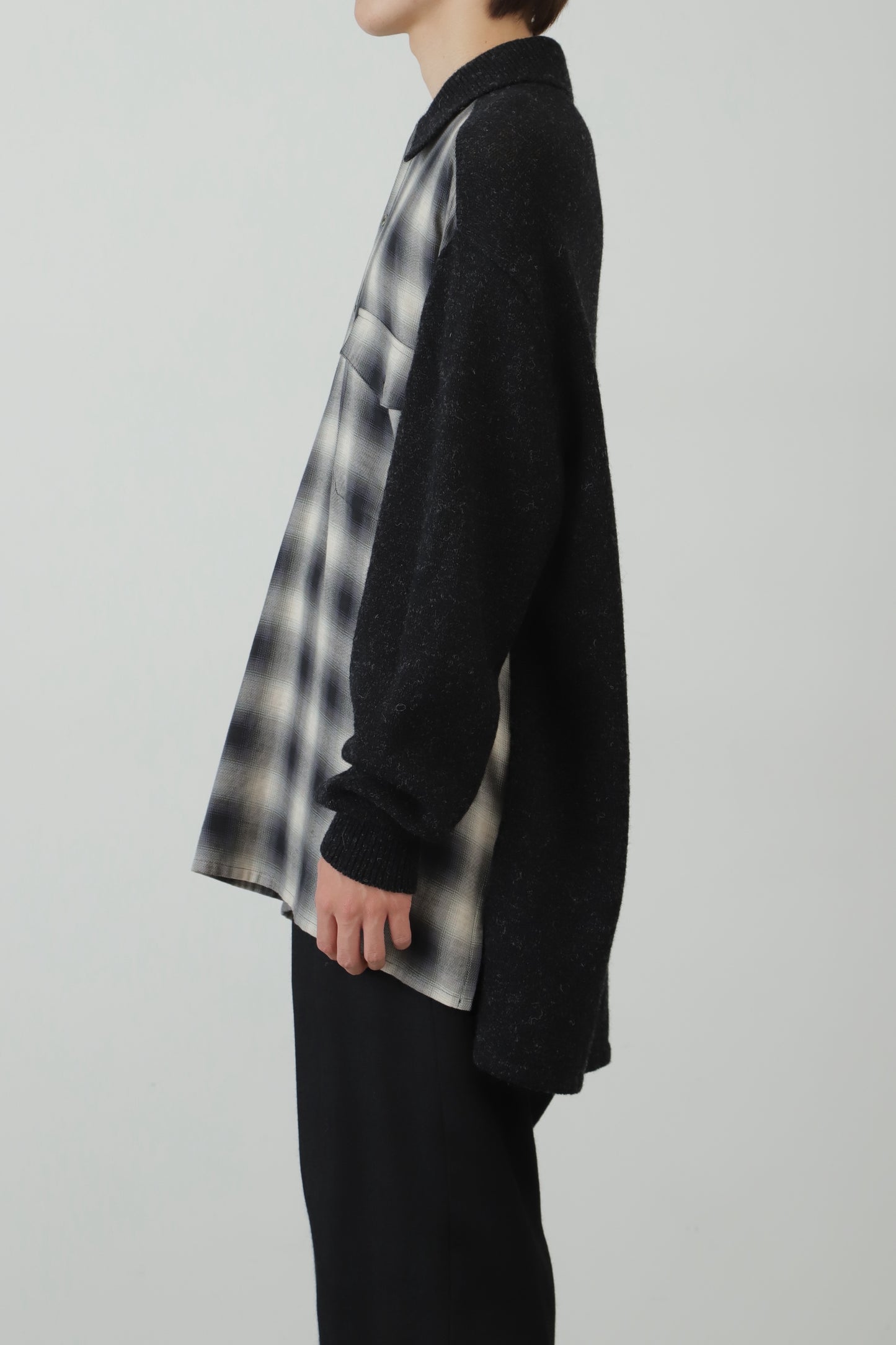 OMBRE CHECK PULLOVER KNIT SHIRTS
‐Cotton / Yak & Wool‐