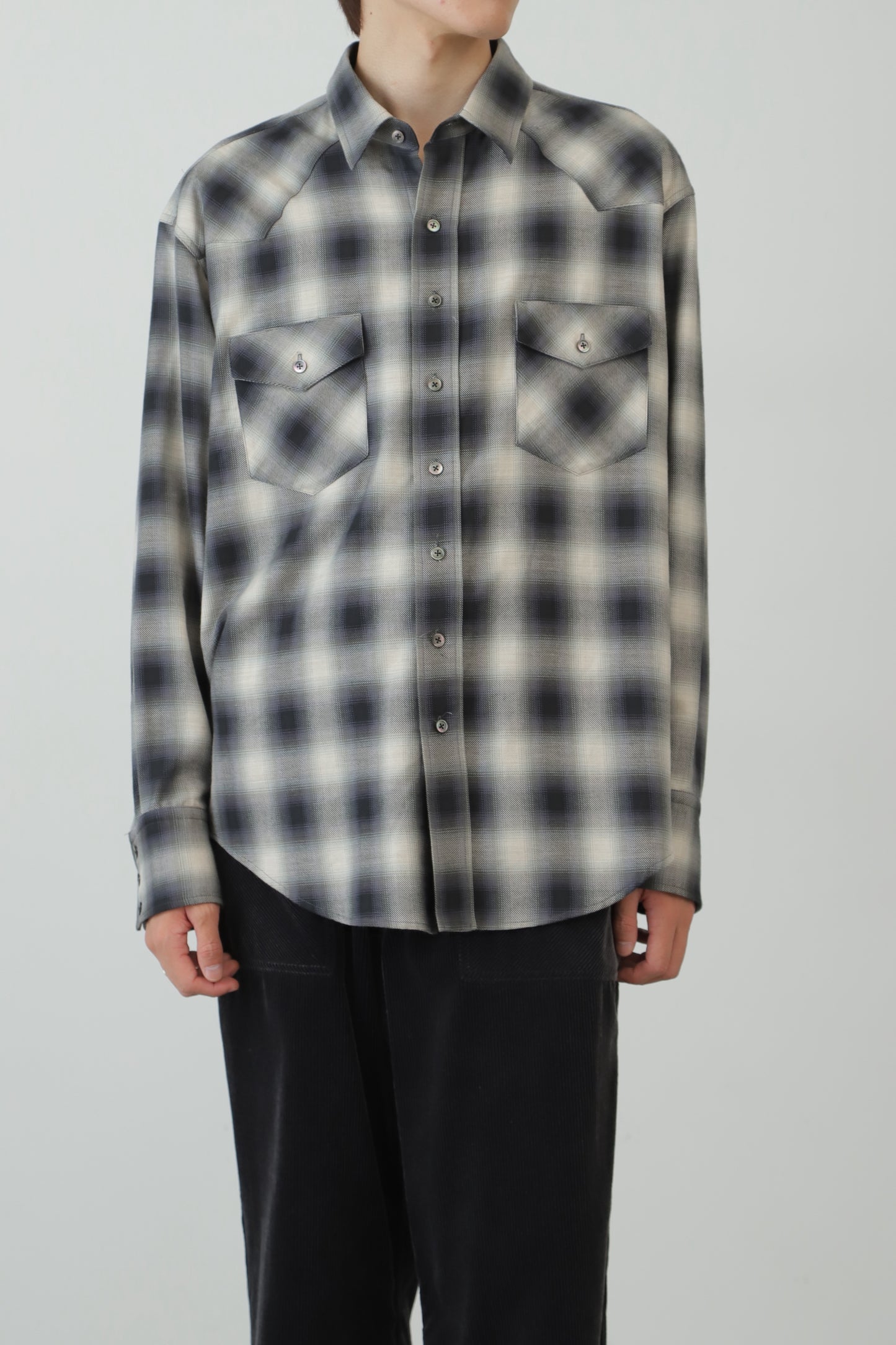 OMBRE CHECK WESTERN SHIRTS ‐Cotton / Yak‐