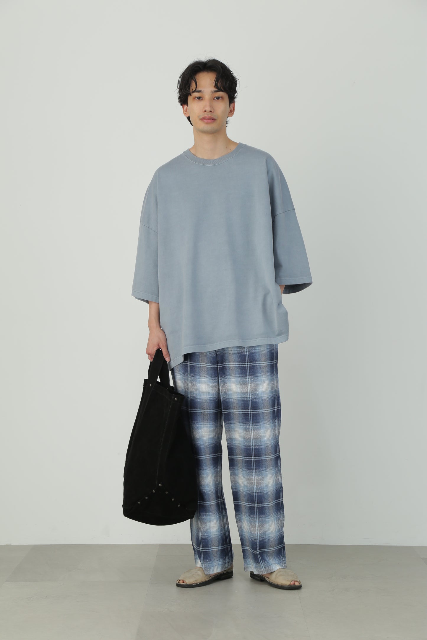 EASY TROUSERS - Modal boucle check -