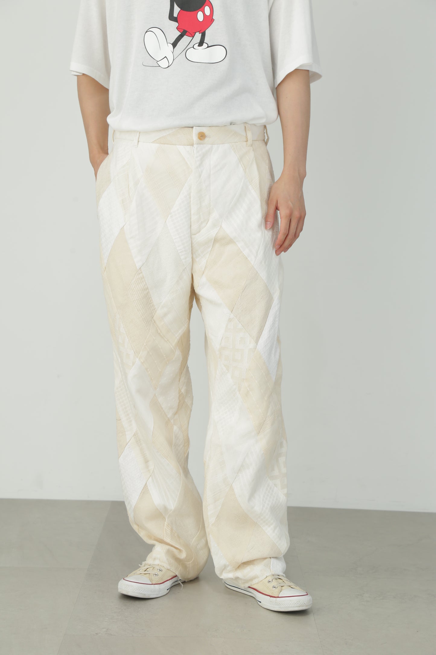 PATCHWORK WIDE TROUSERS - Leftover indian khadi -