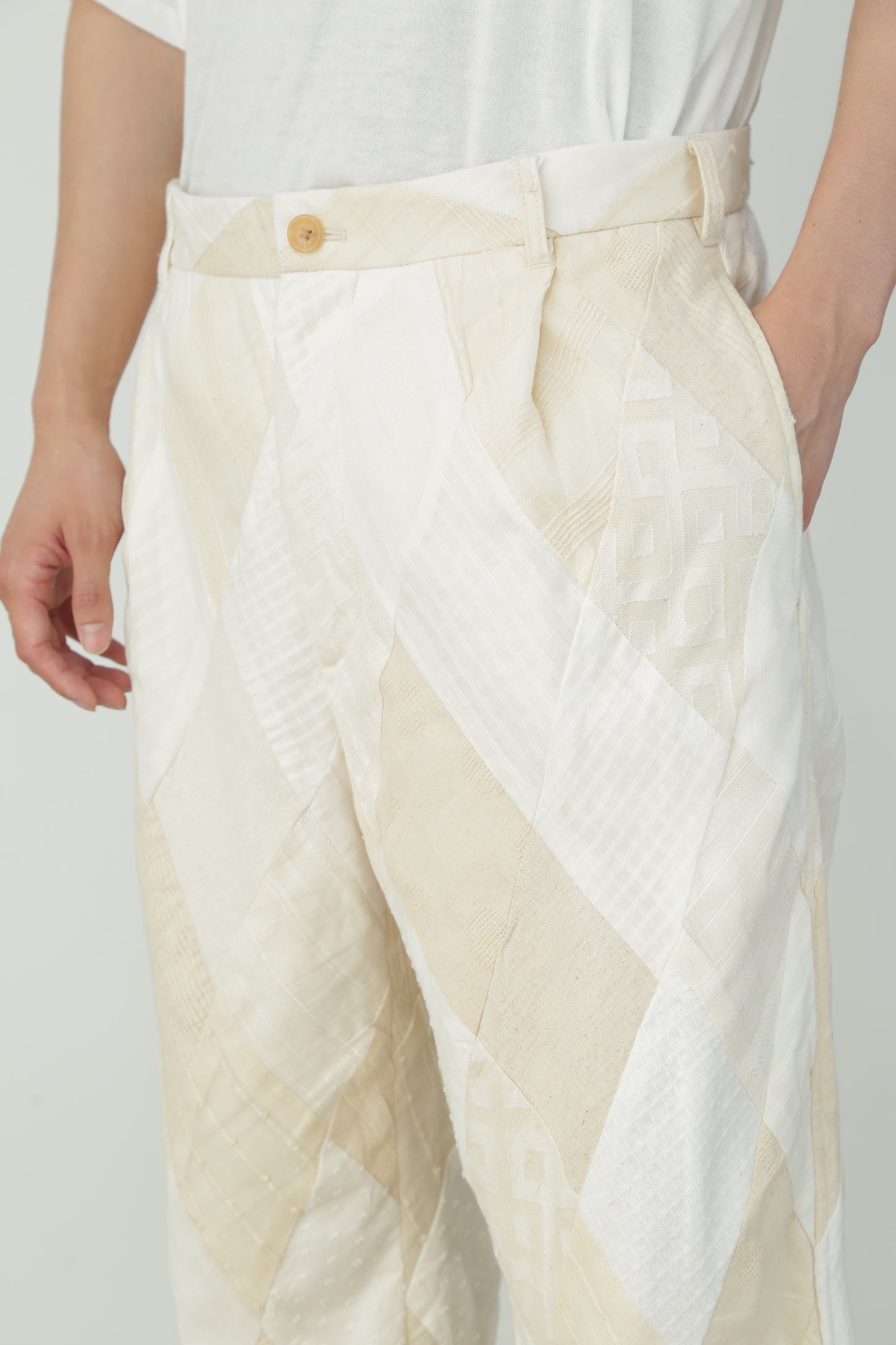 PATCHWORK WIDE TROUSERS - Leftover indian khadi -