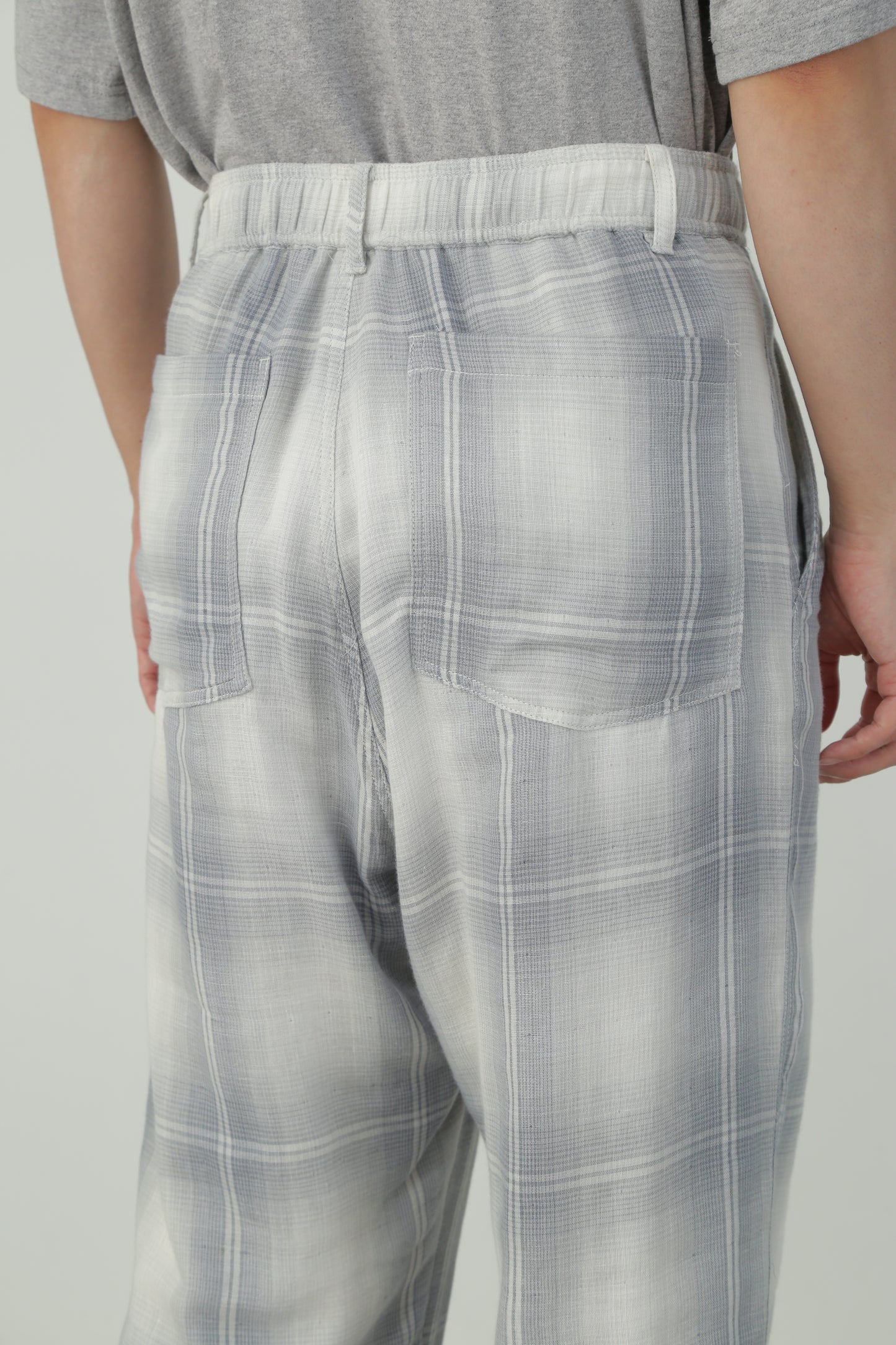 EASY TROUSERS - Triple gauze glittery check -