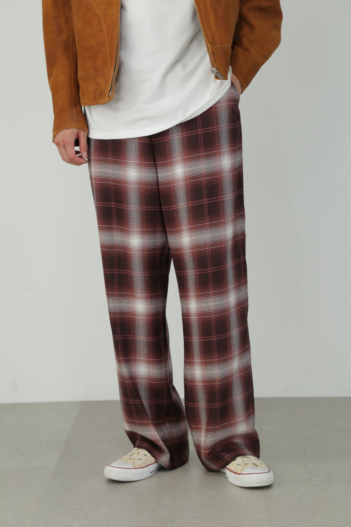 EASY TROUSERS - Modal boucle check -