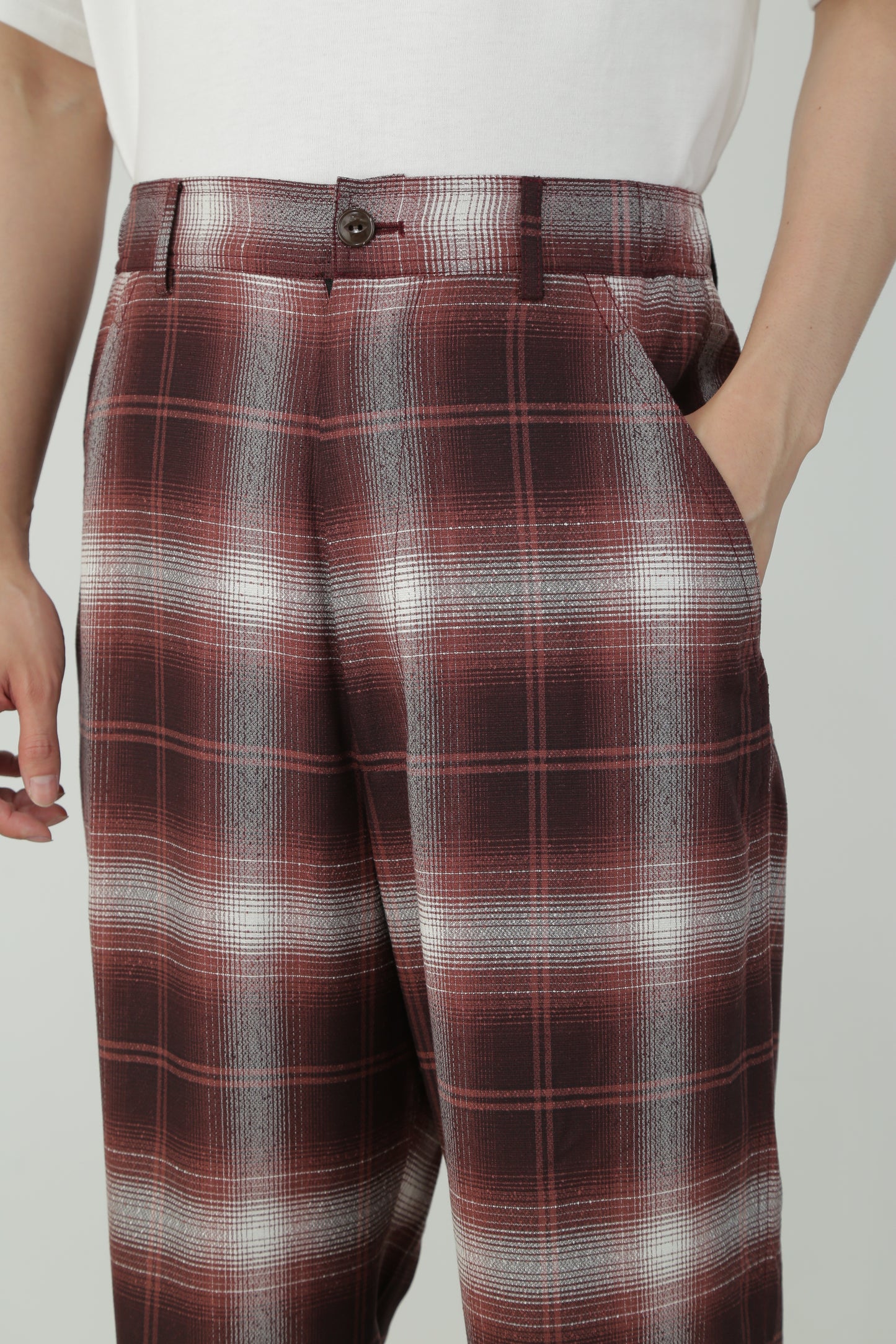 EASY TROUSERS - Modal boucle check -