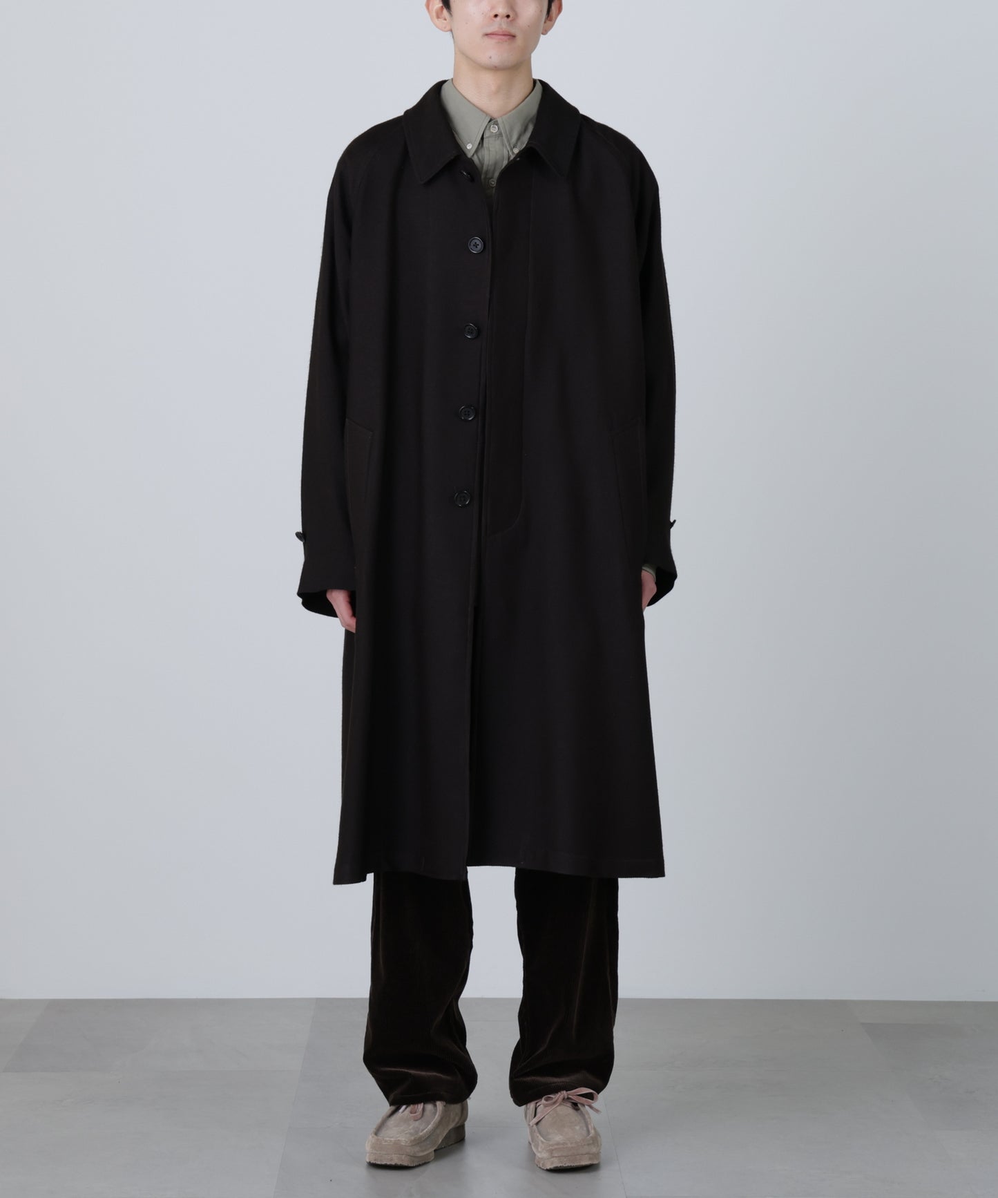 BAL COLLAR COAT ‐Silk Wool loose twill‐