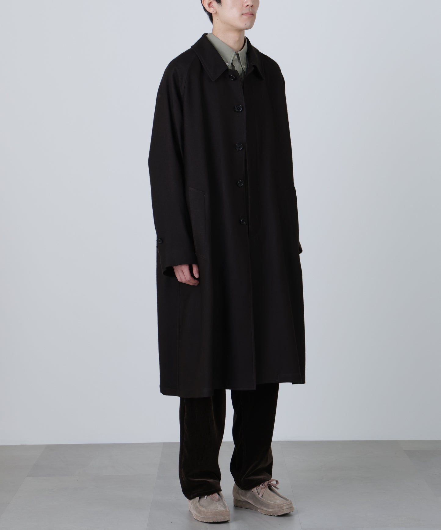 BAL COLLAR COAT ‐Silk Wool loose twill‐