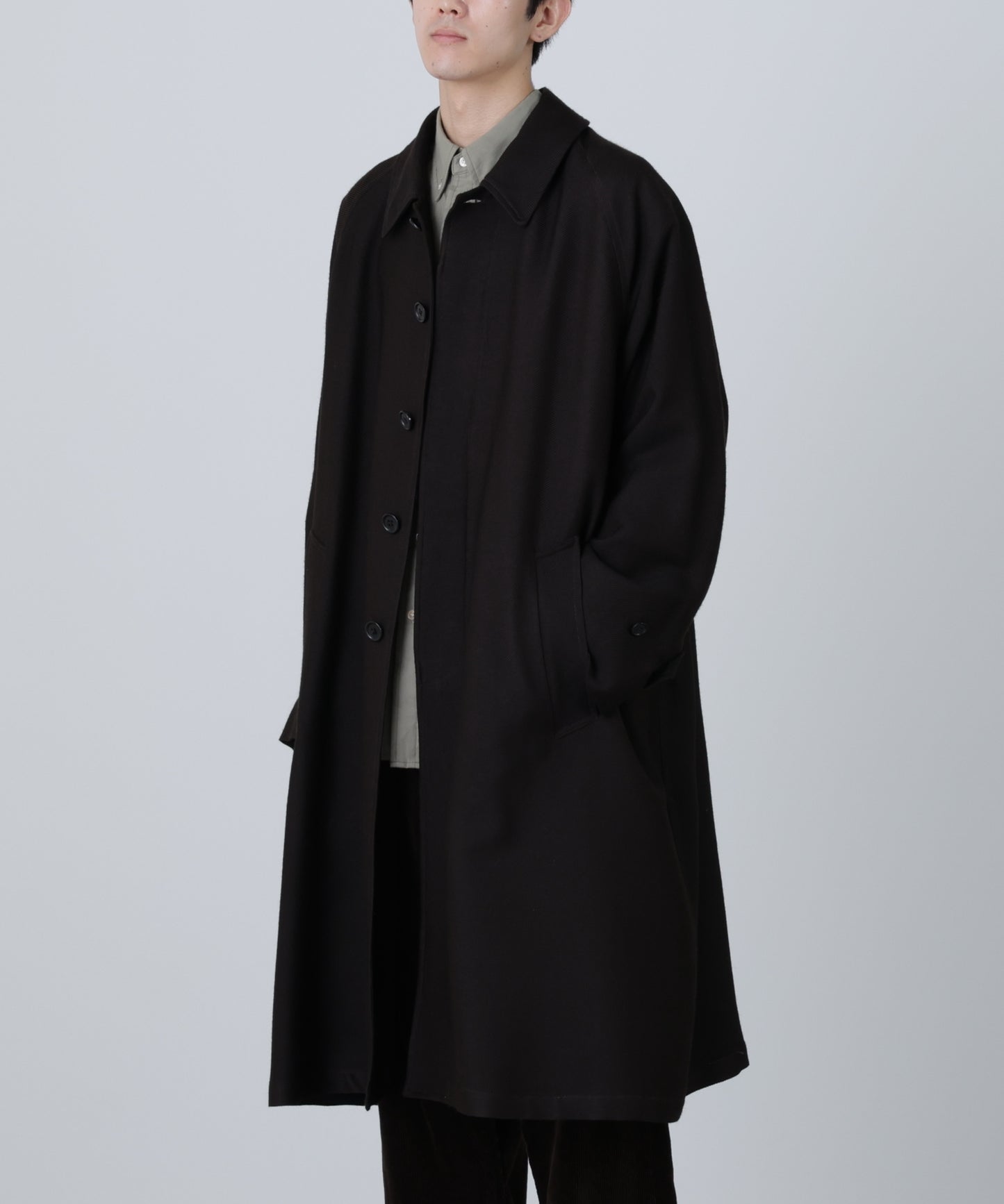 BAL COLLAR COAT ‐Silk Wool loose twill‐