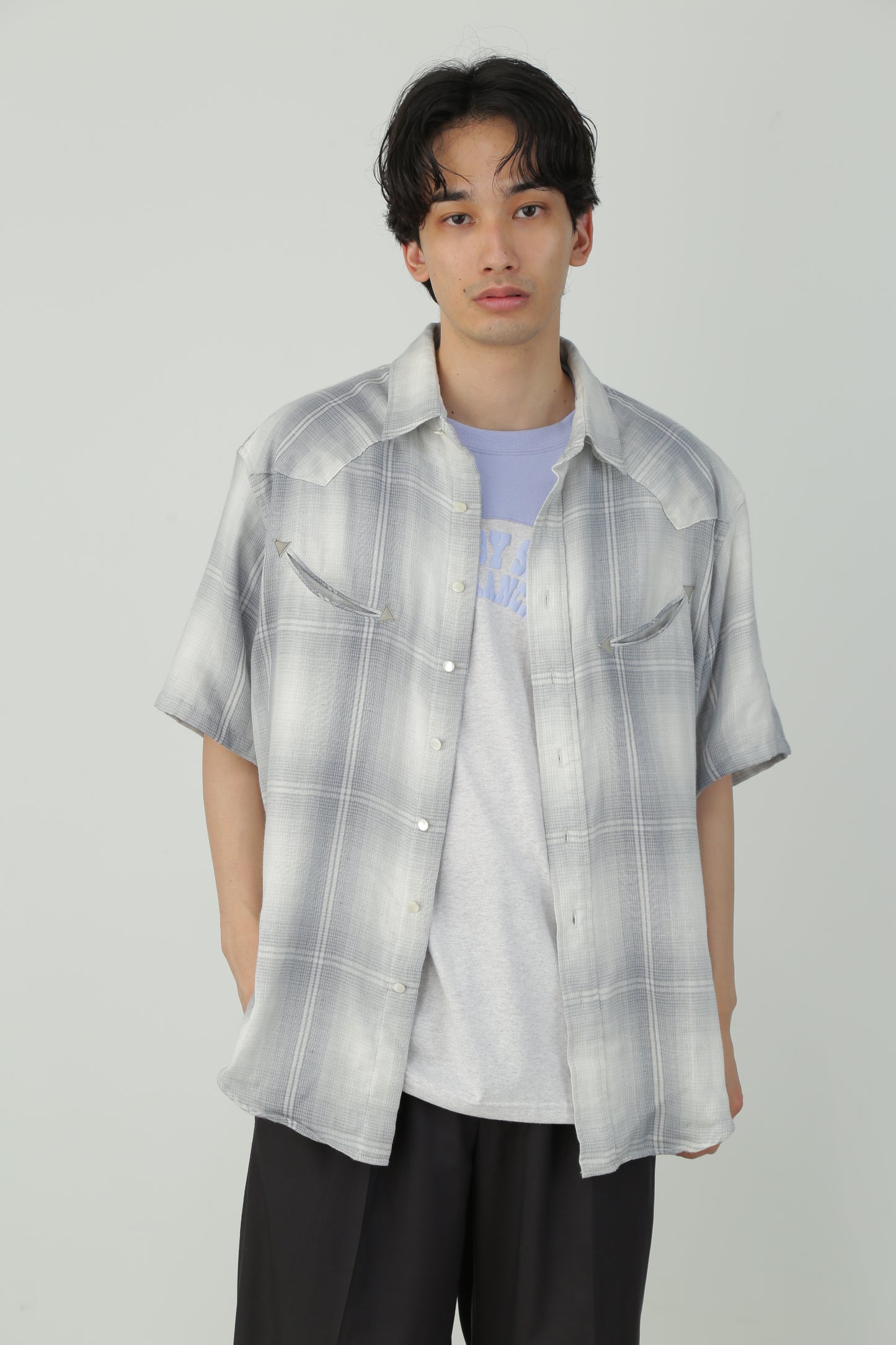 WESTERN SHIRTS S/S - Triple gauze glittery check -