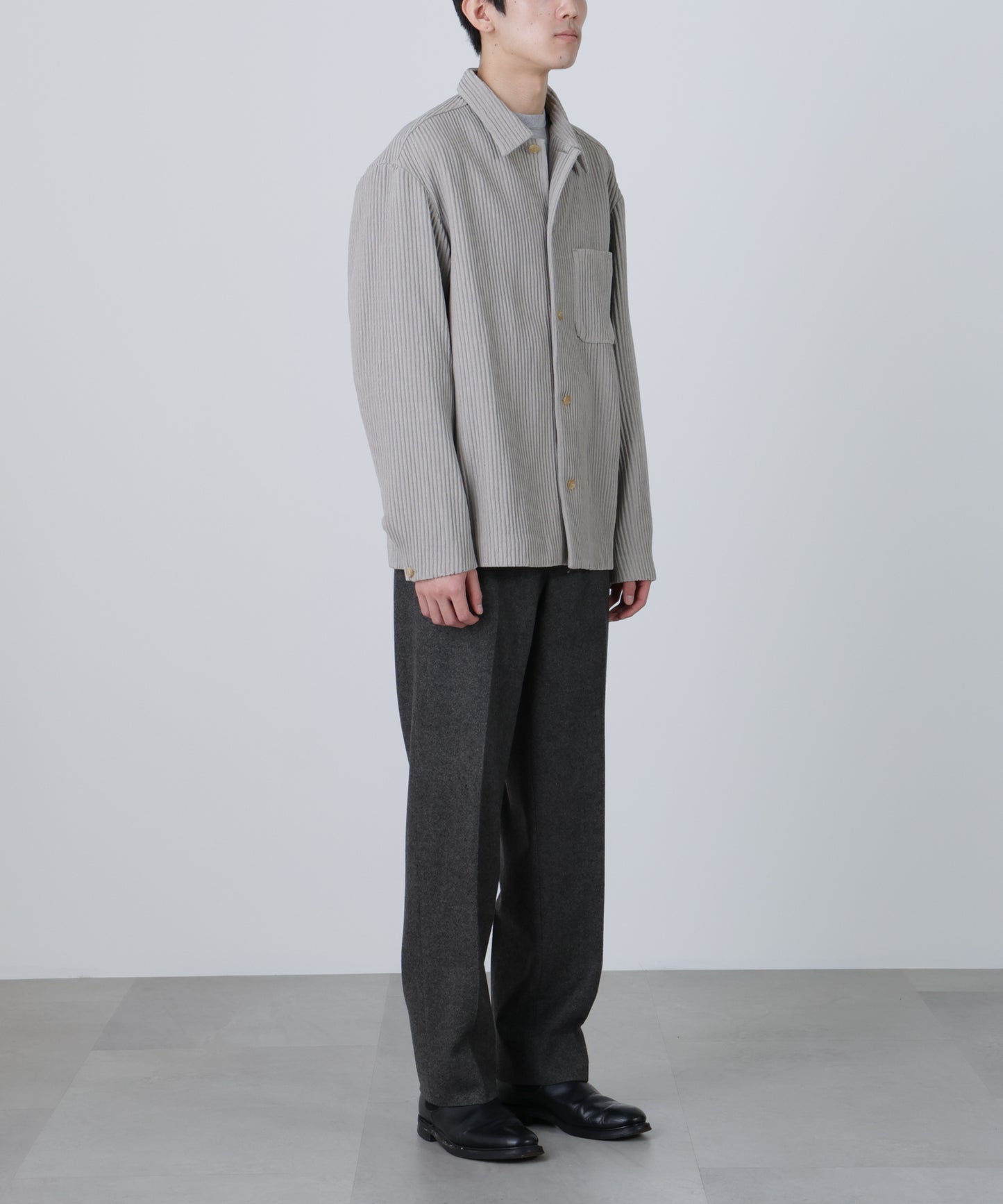 SHIRTS JACKET ‐Cotton Wool Pleats‐