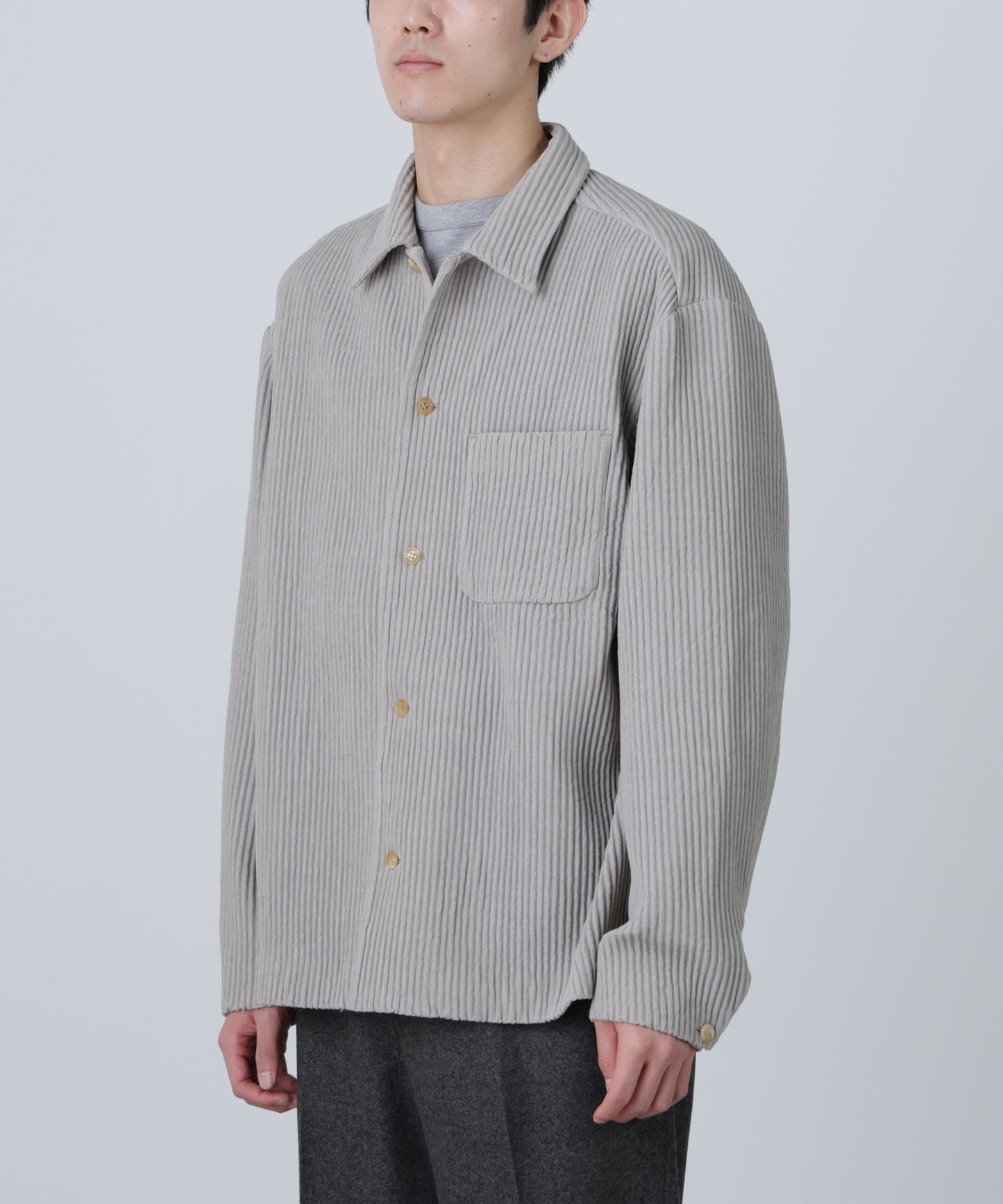 SHIRTS JACKET ‐Cotton Wool Pleats‐