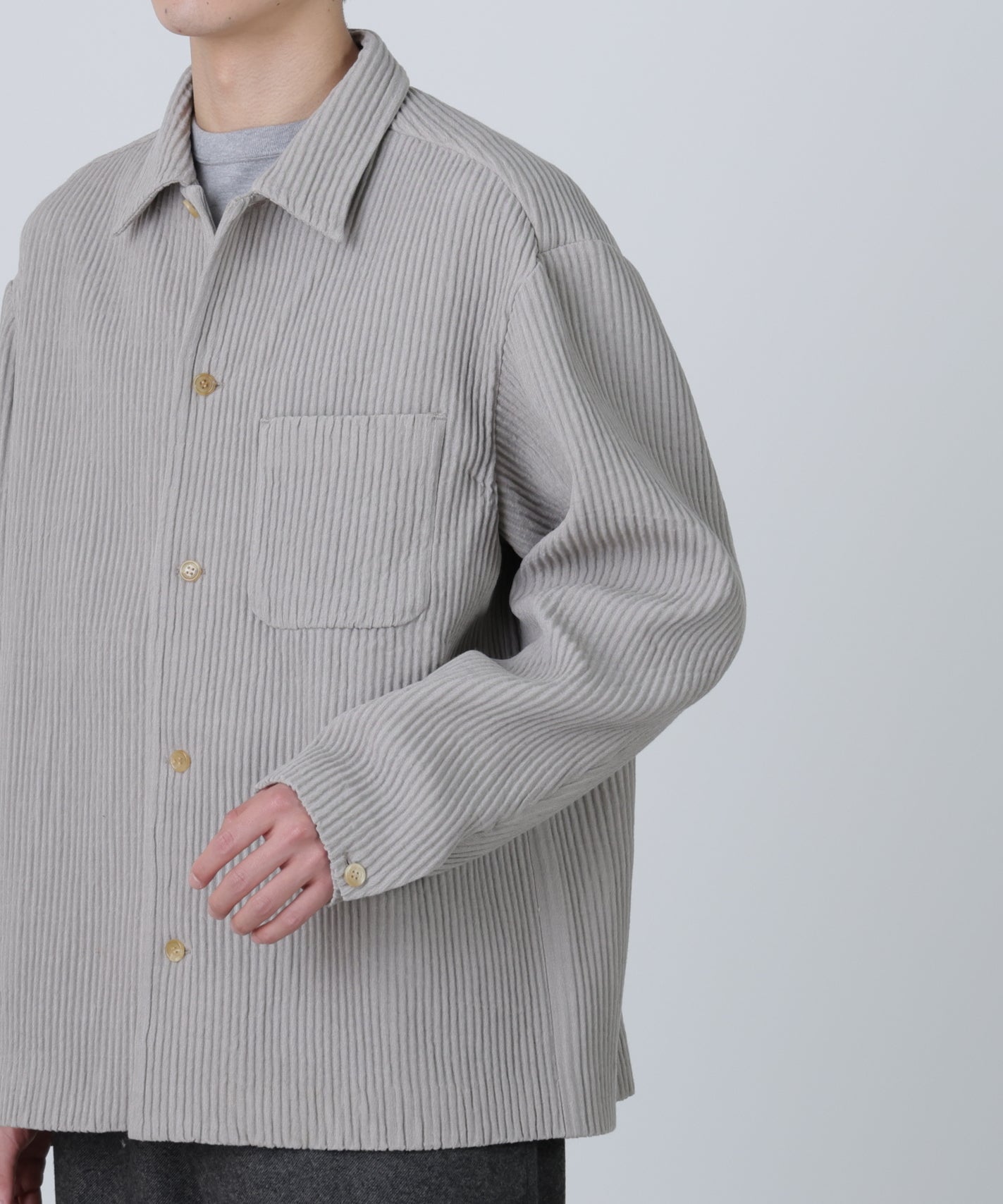SHIRTS JACKET ‐Cotton Wool Pleats‐