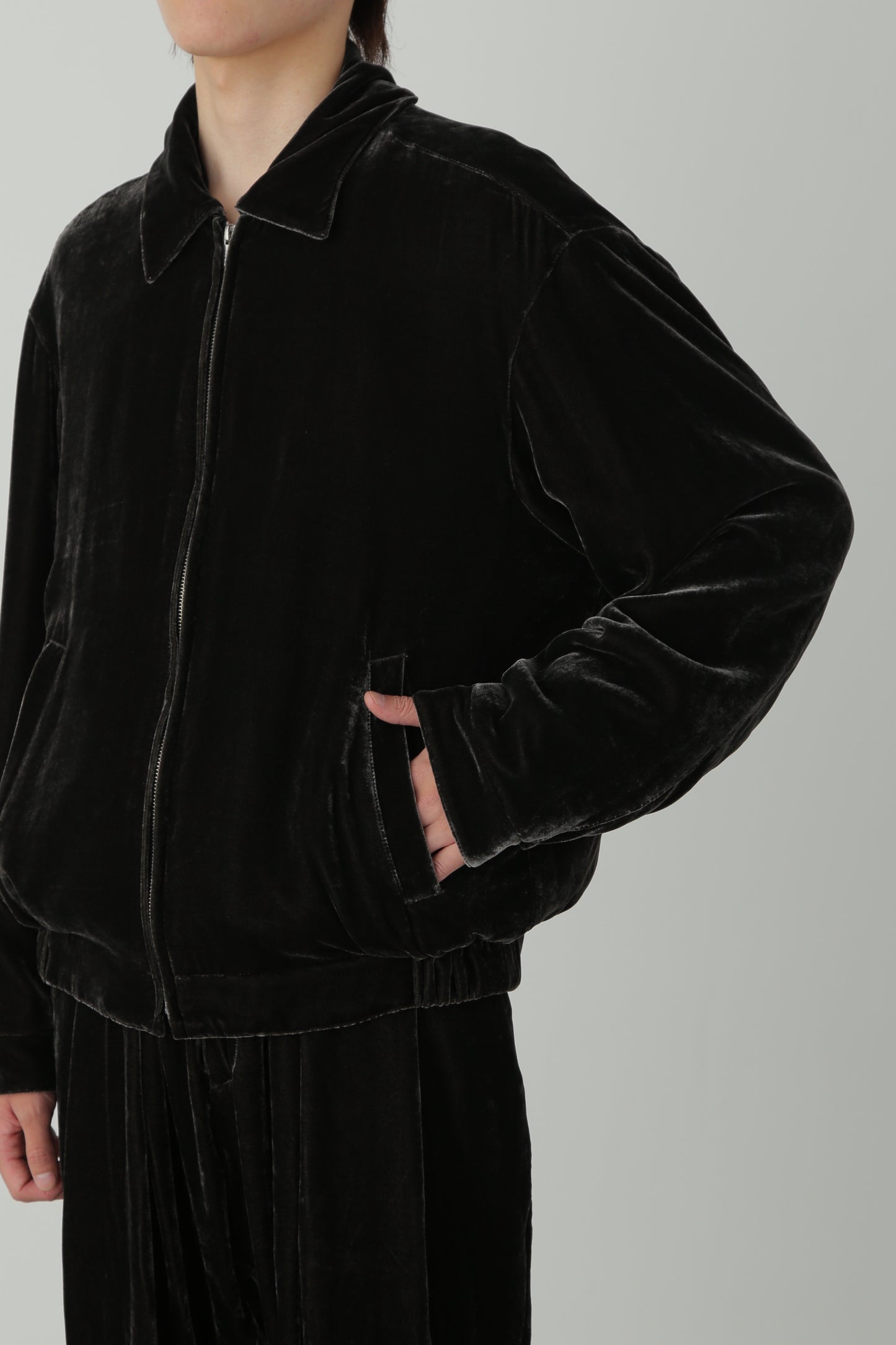 ZIP UP VELVET BLOUSON ‐Silk / Rayon‐