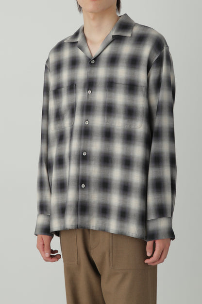 OMBRE CHECK OPEN COLLAR SHIRTS ‐Cotton/Yak‐