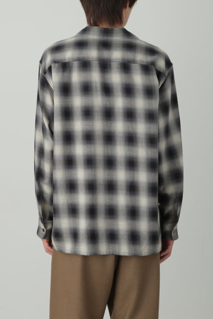 OMBRE CHECK OPEN COLLAR SHIRTS ‐Cotton/Yak‐