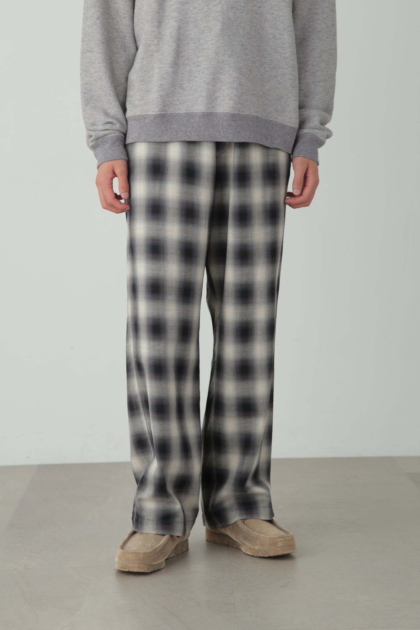 OMBRE CHECK EASY TROUSERS ‐Cotton/Yak‐