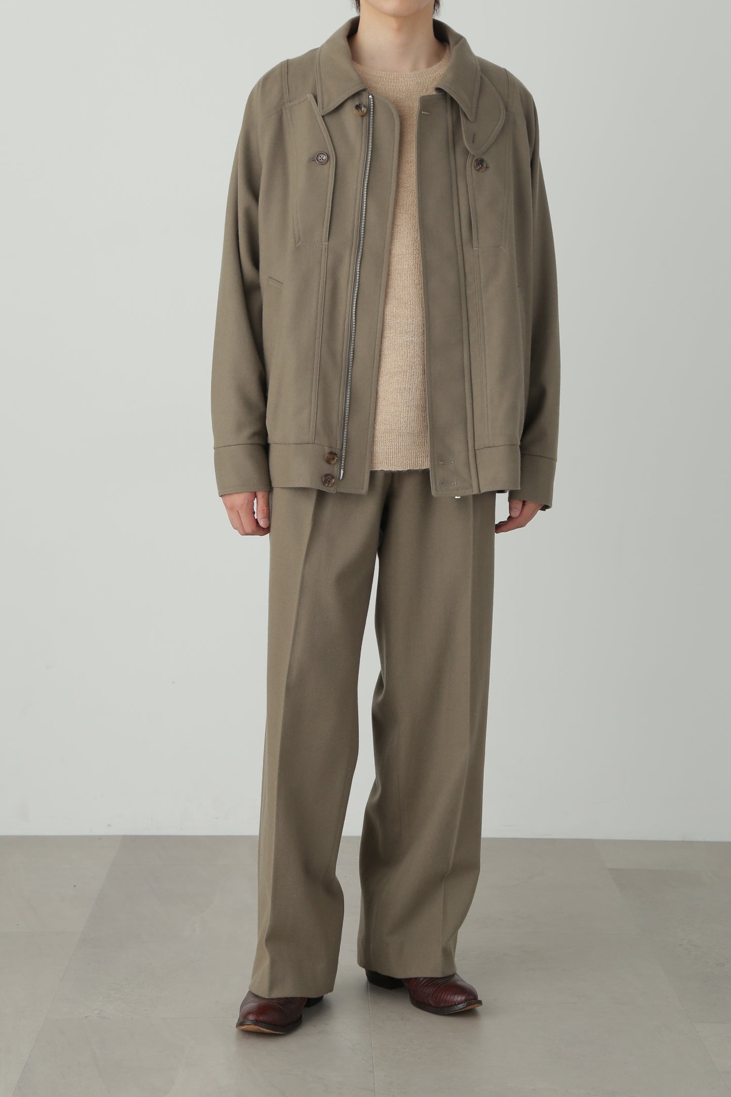 MULTI POCKET BLOUSON ‐Powder melton‐