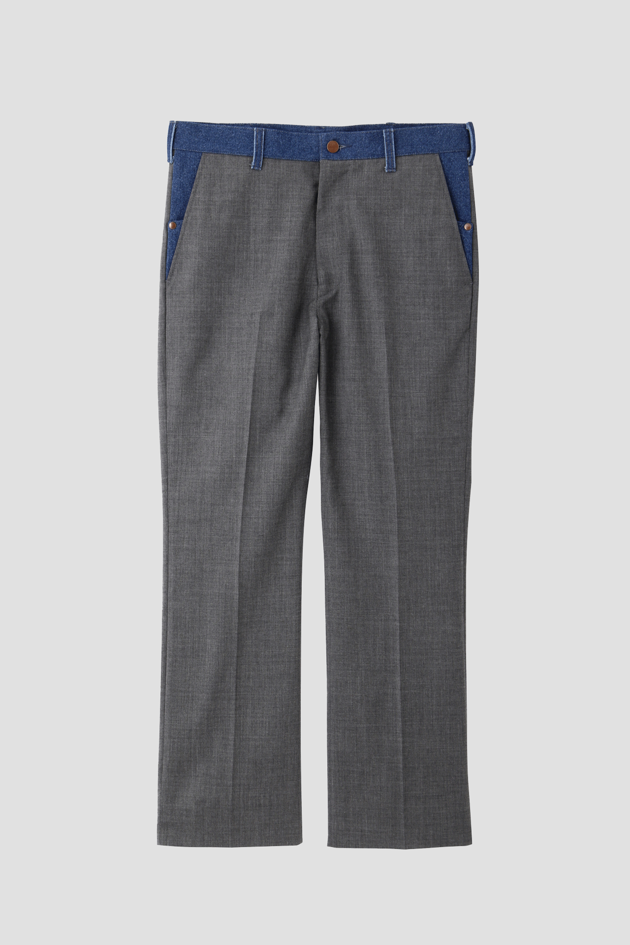 [SBS×Wrangler] COMBINATION FLARE TROUSERS -Wool mohair/Denim-